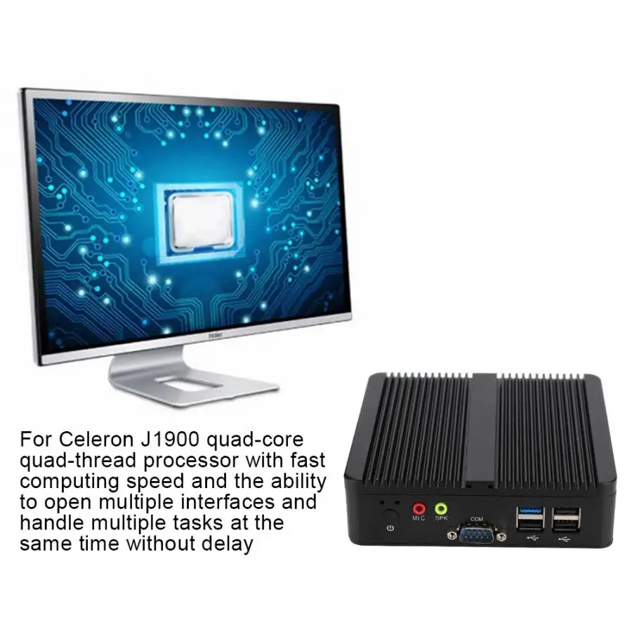 Для Intel J1900 2,0 GHz четырехъядерный мини-ПК для Windows 10 мини-компьютер 4G ram+ 64GB SSD 100-240V HDMI VGA wifi