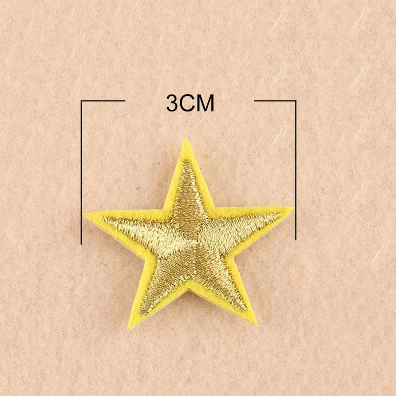 10PCs Colorful Fabric Iron On Star Patches Appliques (With Glue Back) Craft Pentagram Patches Fabric Fusible ironing Wholesale 
