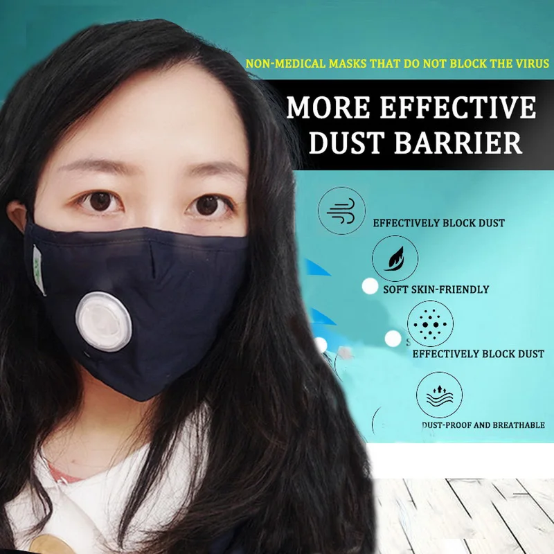 

Mask PM2.5 Anti-Dust Mask Reusable Mask With Breathing Valve Filter Pad Activated Carbon Mouth-muffle