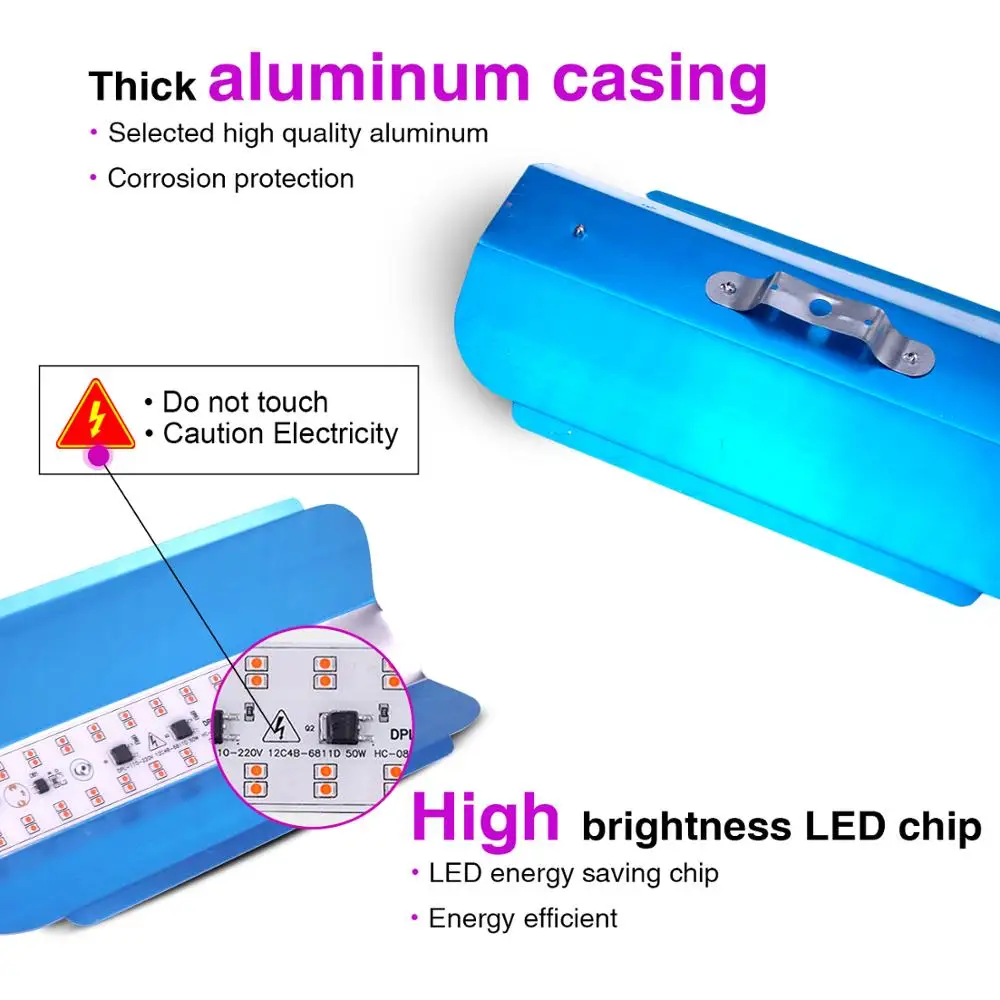 2 шт. светодиодный светильник для выращивания растений, 50 Вт, 110 В, полный спектр, светильник для комнатных растений, лекарственный цветок Вег, 48 Светодиодный s
