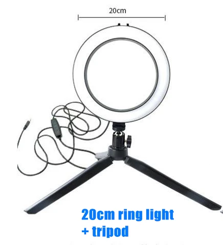  Photography LED Selfie Ring Light 26CM Dimmable Camera Phone Ring Lamp 10inch With Table Tripods Fo - 4000029261991