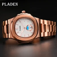 PLADEN Brand Men Watches Quartz Full Stainless Steel 30M Waterproof Watch Men Rose Gold Luxury Business Sport Classic Wristwatch