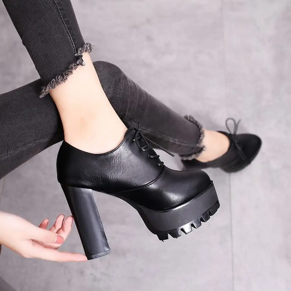 Women Black super high heel women thick with autumn winter 2019 new and bare boots women's shoes with short boots single shoes