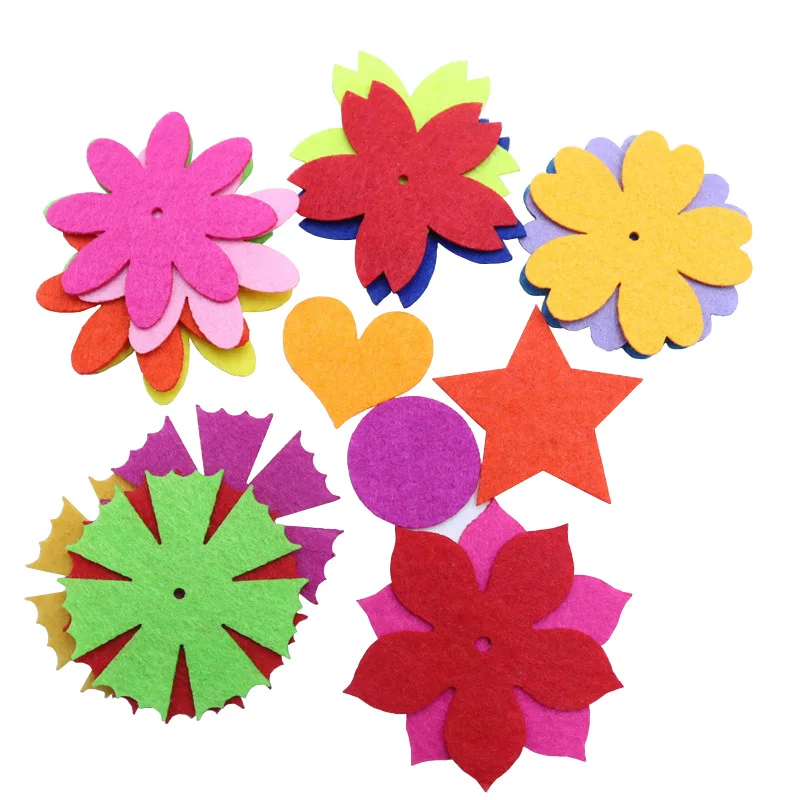 100 Pcs Bouquet Patch Wool Felt Flowers Diy Crafts for Kids Handmade Felting Sewing Applique Accessories Christmas Felt Pendant