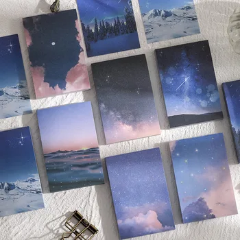 

100PCS/Lot Dreamscape Star Nights Galaxy Note Pad Memo Sheets Page Flags Notepad School Office Planner DIY Decor Notepads Set