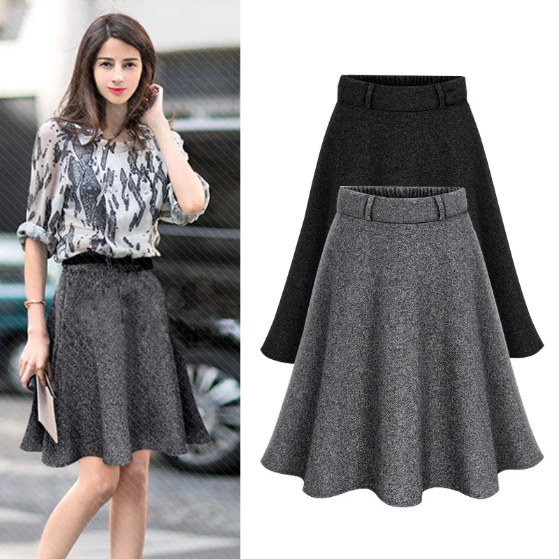 

Autumn And Winter Large Size High Waist Skirt Women's Woolen Pleated Short Skirt 200 of Fat Mm Loose-Fit Mid-length A- line Tutu