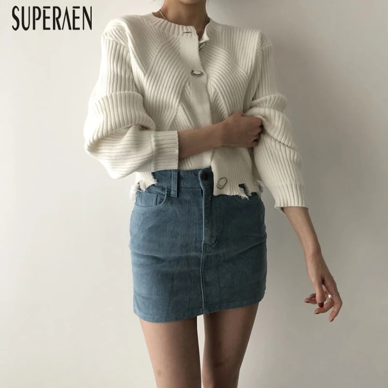 SuperAen, корейский стиль, женский свитер, пальто, дикие, одноцветные, модные женские свитера с длинным рукавом, весна, новинка, топы для женщин