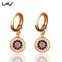 

LEEKER Charm Rhinestone Hoop Earrings For Women Gold Color Round Circle Earrings Bridal Wedding Jewelry 352 ZD1 CG1