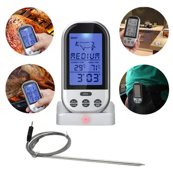 

Electronic Thermometer Timer Food Meat Temperature Meter Gauge with Probe Digital Oven Wireless LCD Barbecue Timer Tools LXY9