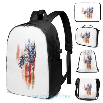 

Funny Graphic print KanColle - Iowa USB Charge Backpack men School bags Women bag Travel laptop bag