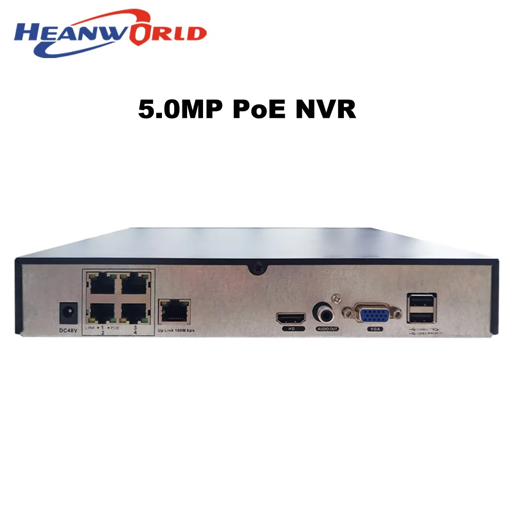 Сетевой видеорегистратор Heanworld CCTV NVR POE 48 В 5 0 МП 4 канала H.265 работает с камерой в PoE