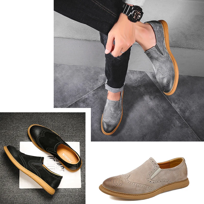 Merkmak/Мужская обувь из натуральной кожи; повседневная обувь с круглым носком в британском стиле; сезон осень; износостойкая обувь на плоской подошве; Мужская прогулочная обувь; большие размеры
