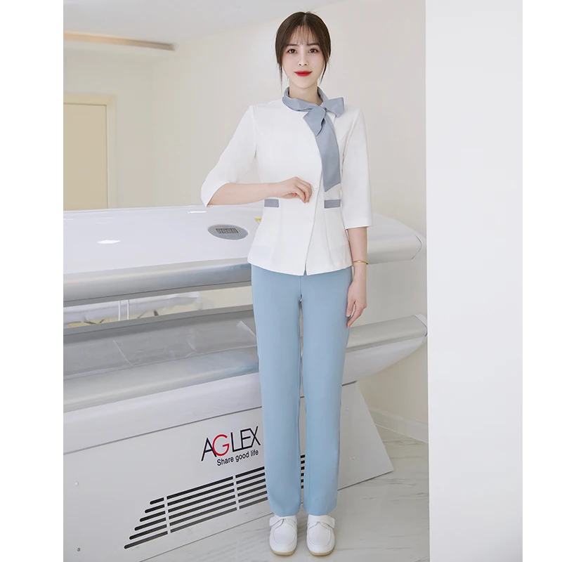 Cosmetologist work clothes spring and summer new temperament SPA health club set