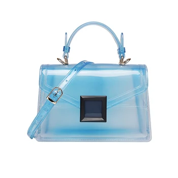 

Female 2020 Summer New Fashion Tote Bag Transparent Jelly Shoulder Messenger Bag Small Square Designer Clear Women Handbag
