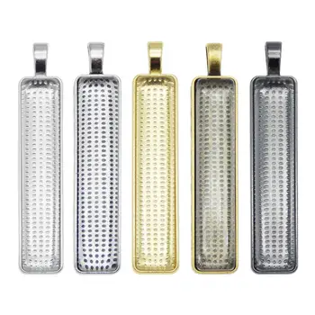 

5sets Rectangle Glass Cabochon Settings Gold Black Blank Cameo Base Trays Bezels Jewelry DIY Pendants Making Findings