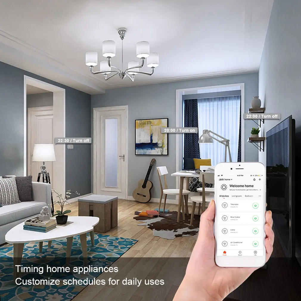X6 WiFi Smart Wireless Voice Control Time Switch Plug With Ports Timing Socket For Alexa Echo Dot Google Home