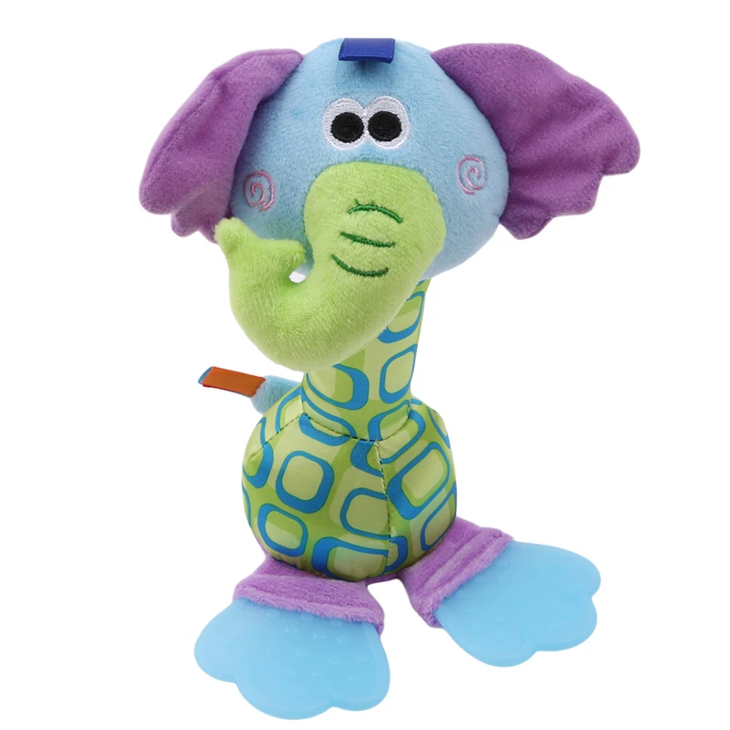 Safety Plush Toy Cute Hanging Baby Rattle Squeaker BB Sounder Dog Lion Duck Musical Infant Newborn Bed Hanging Soft Gift