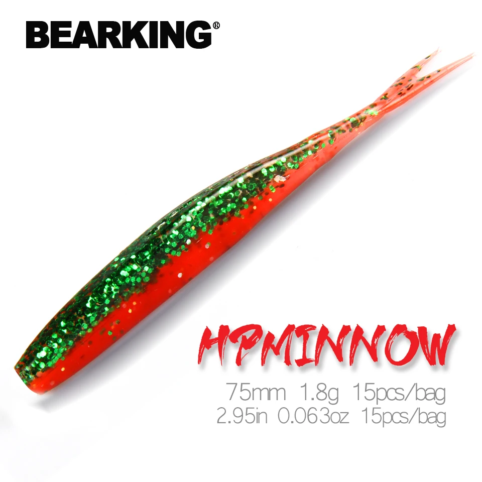 BEARKING 75mm 1.8g 15pcs per lot new Fishing Lures soft lure Artificial Bait Artificial