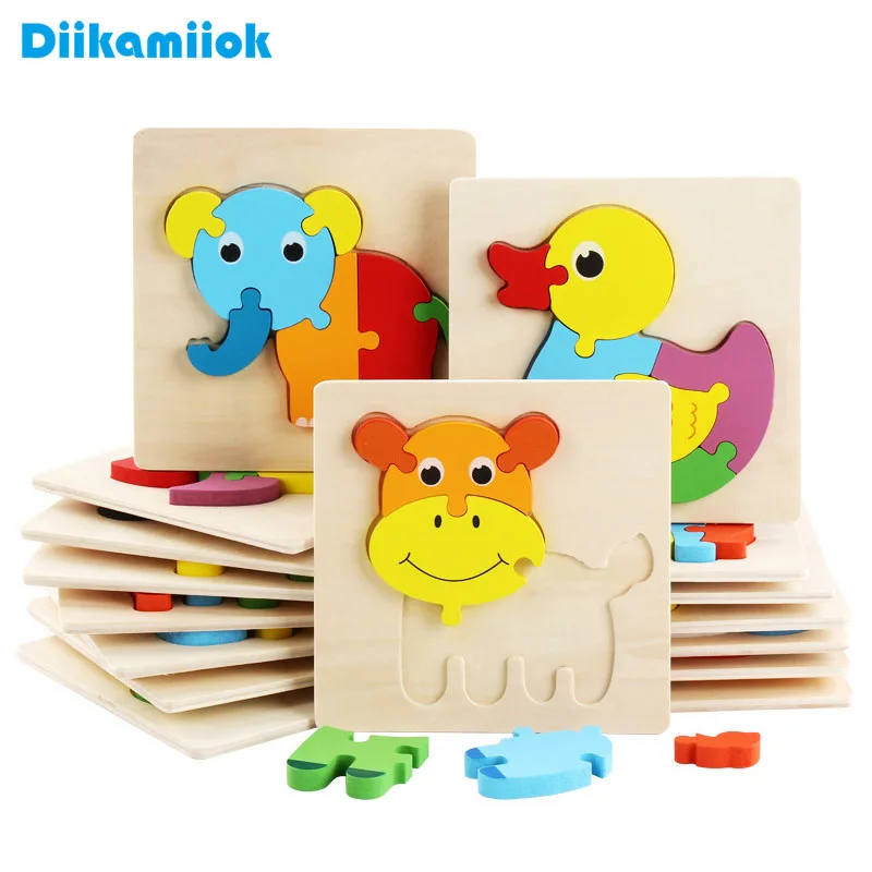 

New 3D Wooden Puzzle Toy Animal / Vehicle Cognitive Jigsaw Board Baby Early Educational Learning Toys for Children Puzzles Game