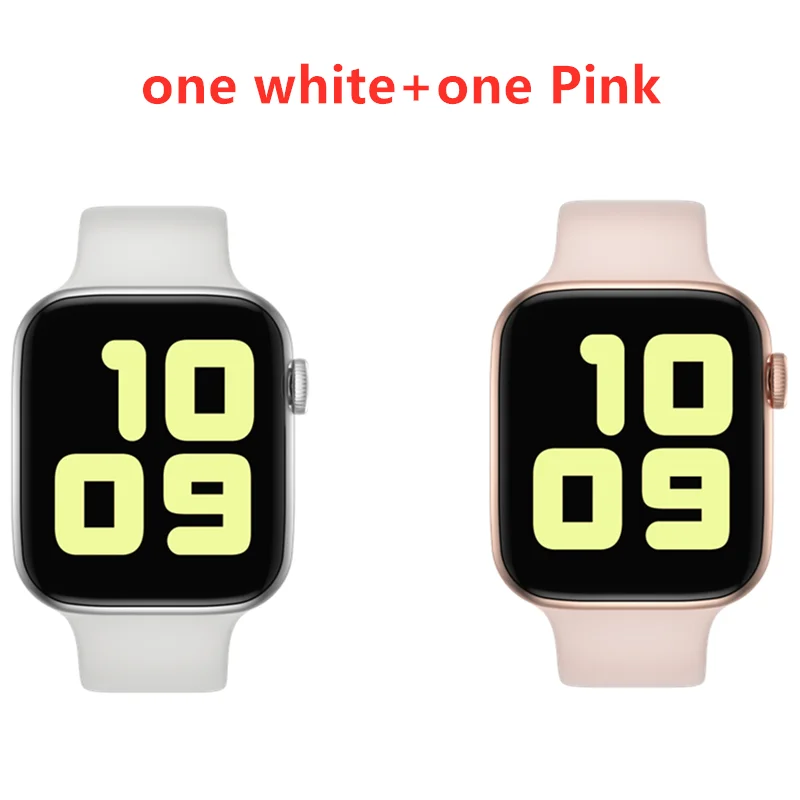 White and Pink Умные часы IWO 8 PRO T5 со сменным ремешком, серия 4 iw8, умные часы, пульсометр, кровяное давление, спортивные часы для IOS, Android, PK, W34 - Цвет: White and Pink
