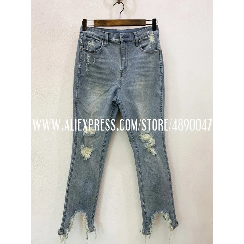

Women's new cotton jeans broken copper feet pants pencil pants wild casual pants high quality women's 2020 street Stretch jeans