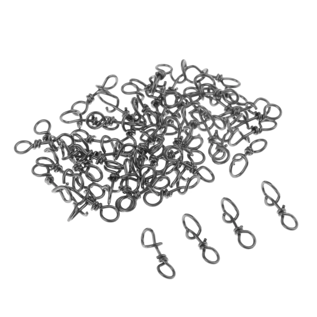 50x High Strength Stainless Steel Quick Lock Fishing Snaps Clips Swivels