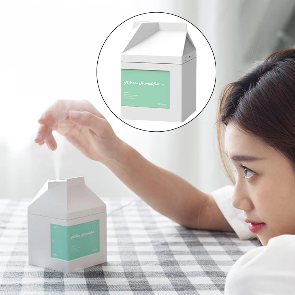 2W 0.4A Milk Box Mist Humidifier USB for Desk Ultrasonic Air Humidifier