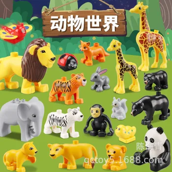 

Building Blocks Duploed Animals Set Figures Crocodile Elephant Zoo Park Series DIY Blocks Kids Educational Toys Doll Gifts