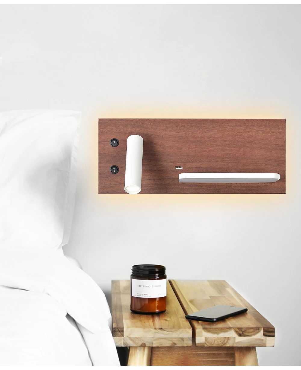 ZEROUNO, для спальни, телефона, беспроводное зарядное устройство, полка, настенные светильники, прикроватная тумбочка для отеля, светодиодное освещение для чтения, USB светильник, лампа с подсветкой