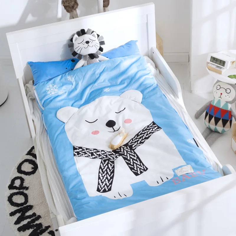 Home bed baby sleeping bag Cotton+ soft fleece Boy Girl Child fleabag AB side fox bear mothercare kids body cover 70*150cm