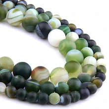 6 8 10 мм матовые бусины из натурального камня матовые зеленые полосы Бусы из камня Агата Diy разделитель свободные бусины для изготовления ювелирных изделий браслет