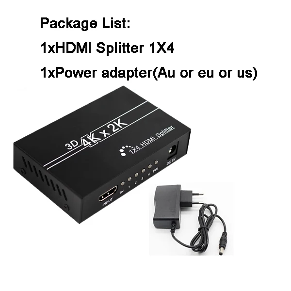 POWER ADAPTER Hdmi сплиттер 1x4 HDMI переключатель DC 5 в адаптер питания 1 в 4 Выход коммутатор для аудио HDTV 4 к 1080P видео DVD - Цвет: POWER ADAPTER