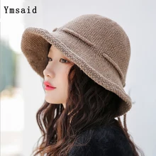 Осень-зима, женская шапка, высокое качество, для девушек, с широкими полями, Панама, модная, складываемая, вязанная шапка, Женская шерстяная Панама, рыбацкие шапки