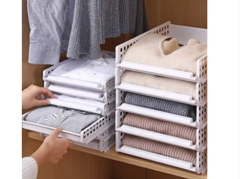

Folding clothes board can be drawn layered partitions shirts and pants clothes T-shirt folding rack