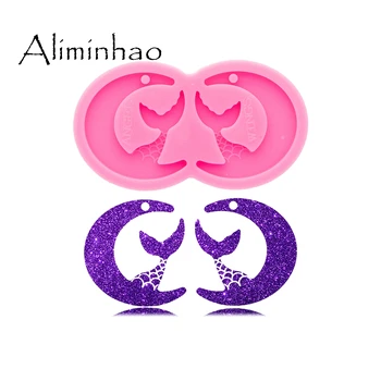 

DY0651 Super Glossy Resin Mold Moon Mermaid/Girl Earring Epoxy Craft Silicone Molds Clay Mould DIY Necklace Jewelry Making