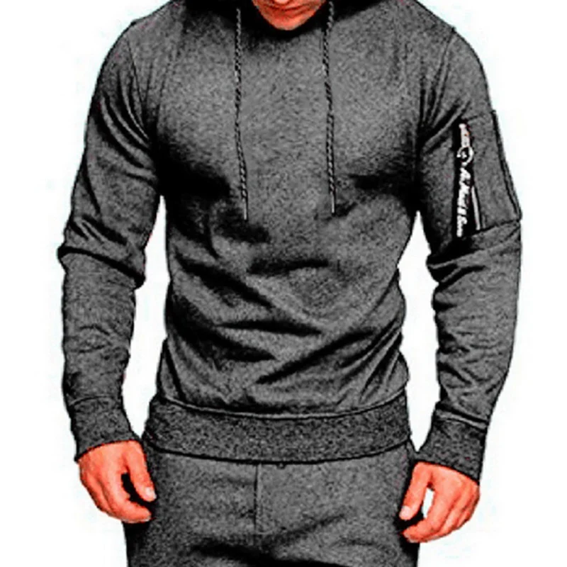 Dark Gray Hoodie CYSINCOS мужской Камуфляжный комплект с принтом, Повседневная Лоскутная куртка, спортивный костюм, спортивная толстовка с капюшоном, штаны, костюм для бега - Цвет: Dark Gray Hoodie