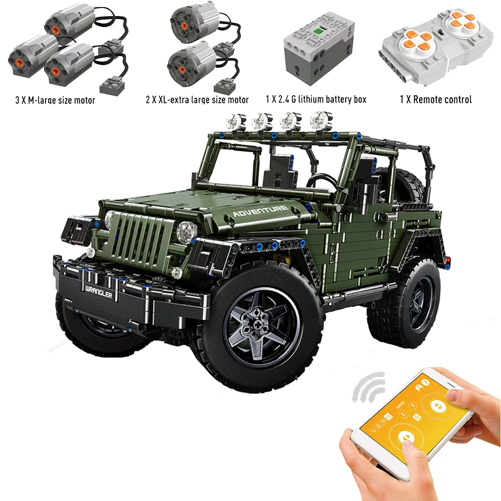 

13124 Technic Series MOC RC Jeeps Wrangler Adventure Off-road Vehicle Model Building Blocks Bricks Toys For Children