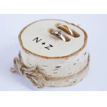 

Rustic ring bearer pillow customized wood slice Wedding Ring Box Ring Holder Engagement Jewelry Box Wedding Decoration keepsake