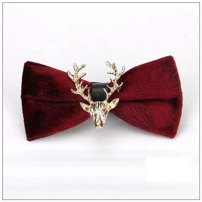 Модный повседневный мужской золотой бархатный Рождественский голова оленя Свадебный галстук-бабочка модный деловой Банкетный мужской декоративный галстук-бабочка