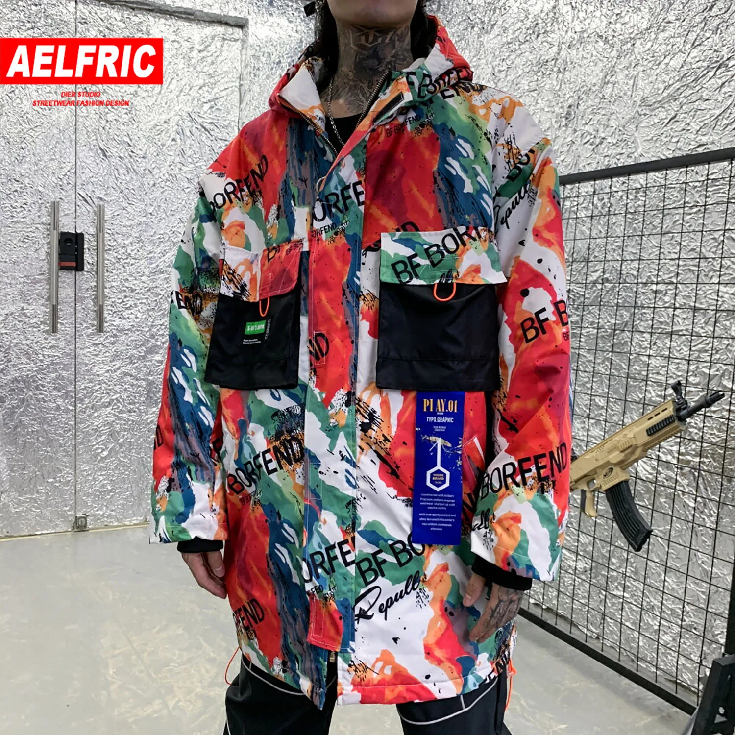 

11 BYBB'S DARK Hip Hop Hand-painted Printed Hooded Mens Parkas 2019 Winter Windbreaker Streetwear Padded Jacket Coats Oversized