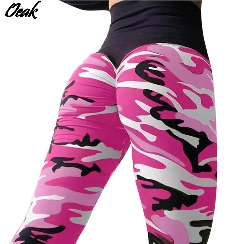 

Oeak Women's High Waist Slim Yoga Pants Camouflage Slim Pants Sports Fitness Workout Gym Leggings Breathable Hip Pants