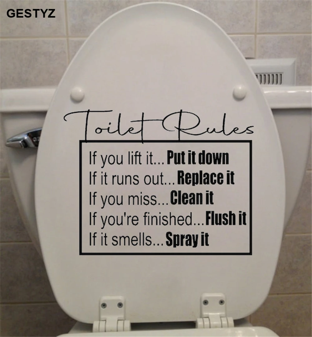 Novelty Toilet Rules Bathroom Wall/Toilet Sticker Various Colours and Sizes 