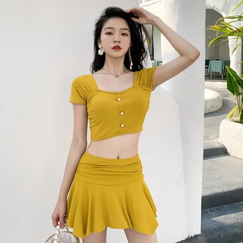 

Swimsuit Slimming High Waist Bikini Bathing Suit Women Trendy Swim Teens Swimwear For Female Separate Two Pieces Swimming