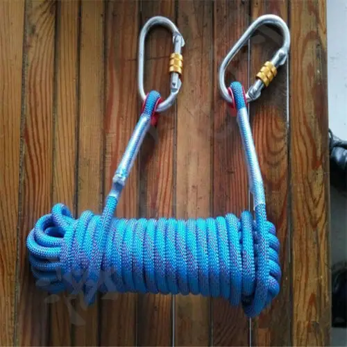 

2 Pcs 30m*12mm Rock Climbing Rope Static Rappelling rope with Carabiner Outdoor Safety Mountain Rescue Escape Auxiliary Rope