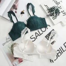 Roseheart, женские модные ЗЕЛЕНЫЕ КРУЖЕВНЫЕ подбитые бретели, невидимые бюстгальтеры, хлопковые трусики, комплект нижнего белья пуш-ап, сексуальное нижнее белье, комплект нижнего белья