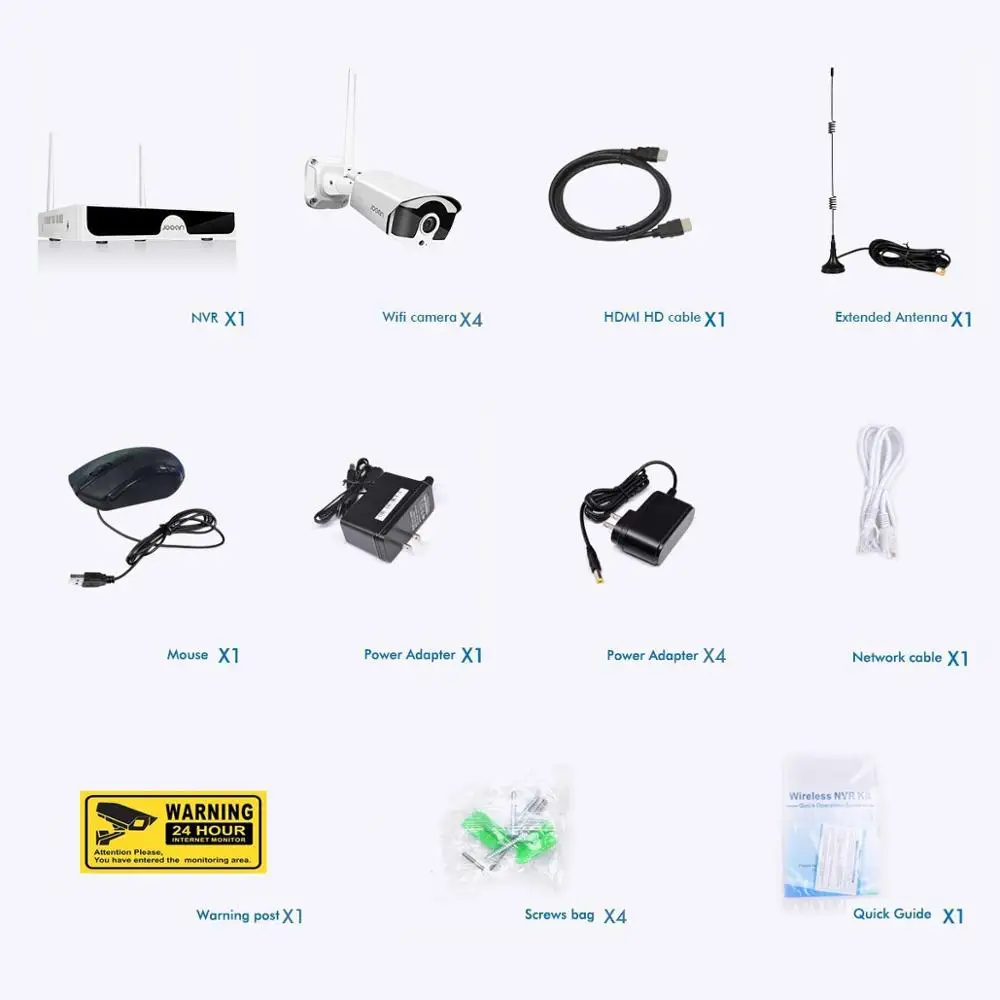 JOOAN CCTV камера 1536P беспроводная IP 8CH NVR 4 камеры s для Wifi системы безопасности аудио