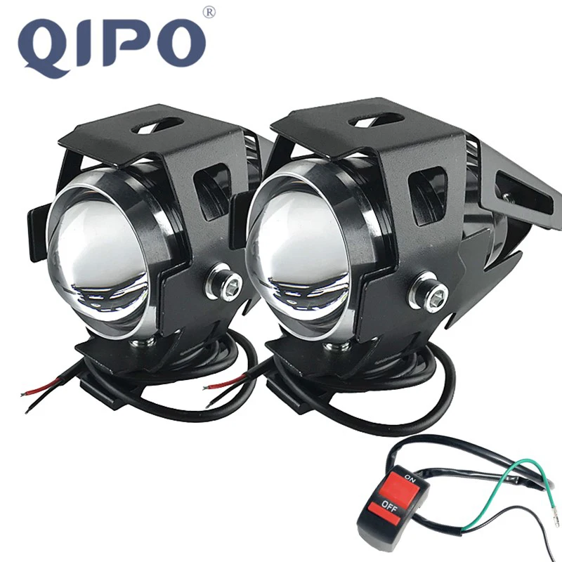 QIPO мотоцикл фары лампы U5 Светодиодный прожектор Hi/короче спереди и длиннее сзади) Аксессуары для вспышки 12V мотор Подходит для Honda Yamaha