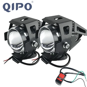 

QIPO Motorcycle Motorbike Headlights Bulbs Lamp U5 Led Spotlight Hi/Lo Flash Accessories 12V Motor Fit For Honda Yamaha