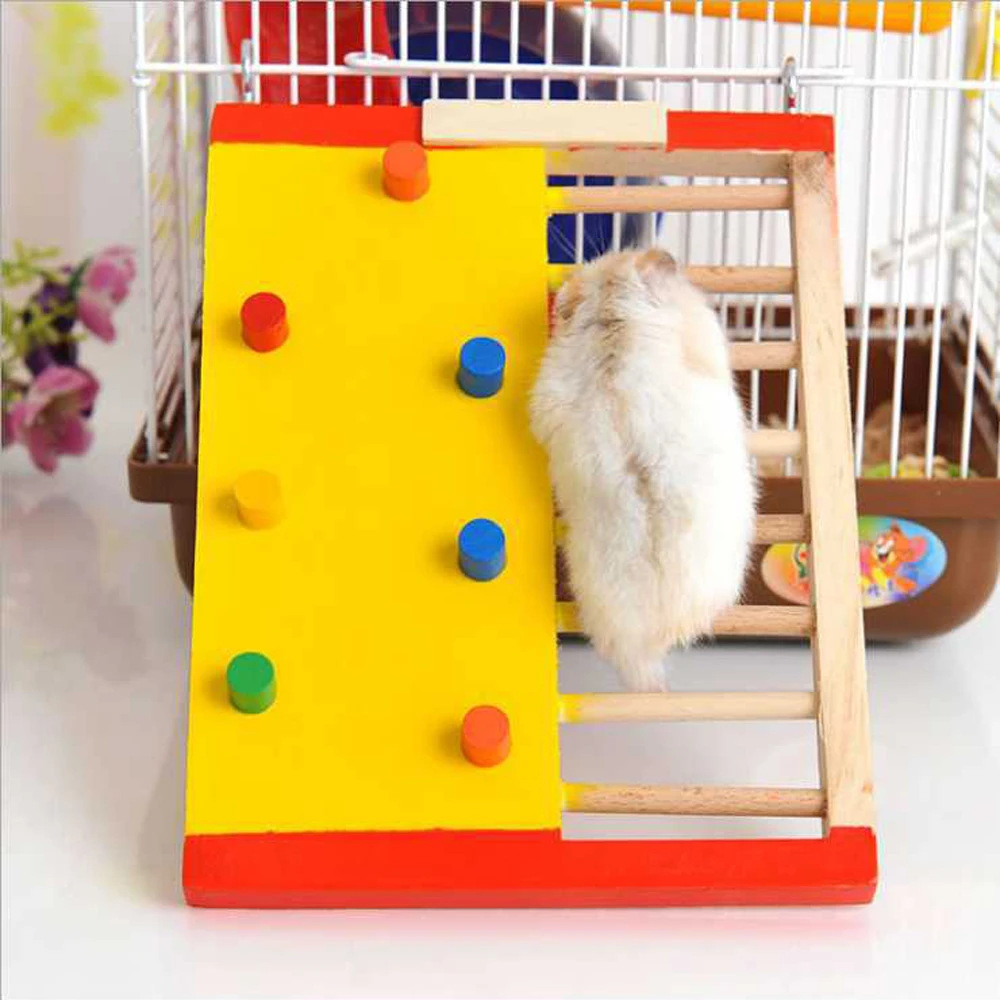 Natural Wooden Hamster Climbing Ladder Colorful Rat Climbling Toy Guinea Pig Squirrel Jumping Small Pet Accessories | Дом и сад
