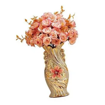 

Europe Gold Plated Frost Porcelain Vase Vintage Advanced Ceramic Flower Vase Study Hallway Home Wedding Decoration X3238